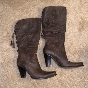 Genuine espresso leather western boots